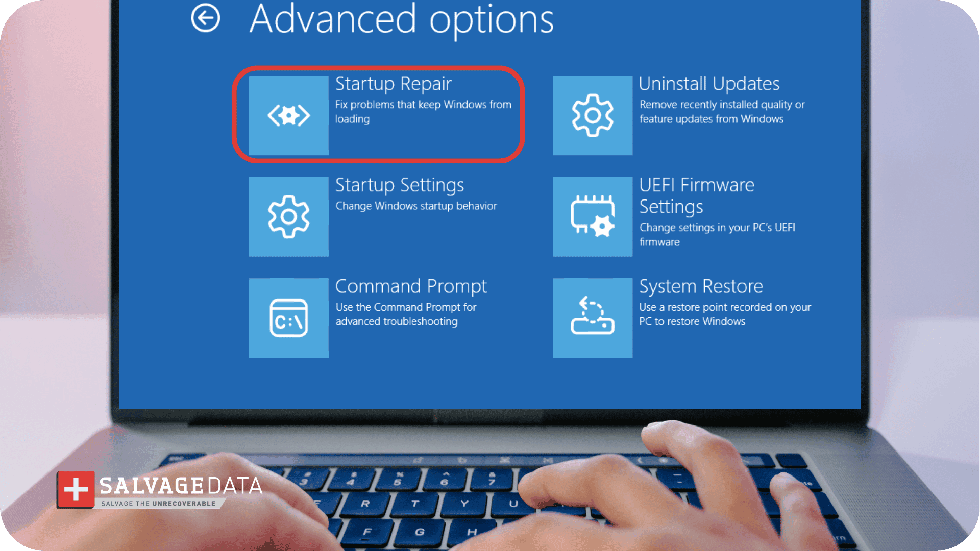 Repair your computer Troubleshoot Advanced options Startup Repair.png