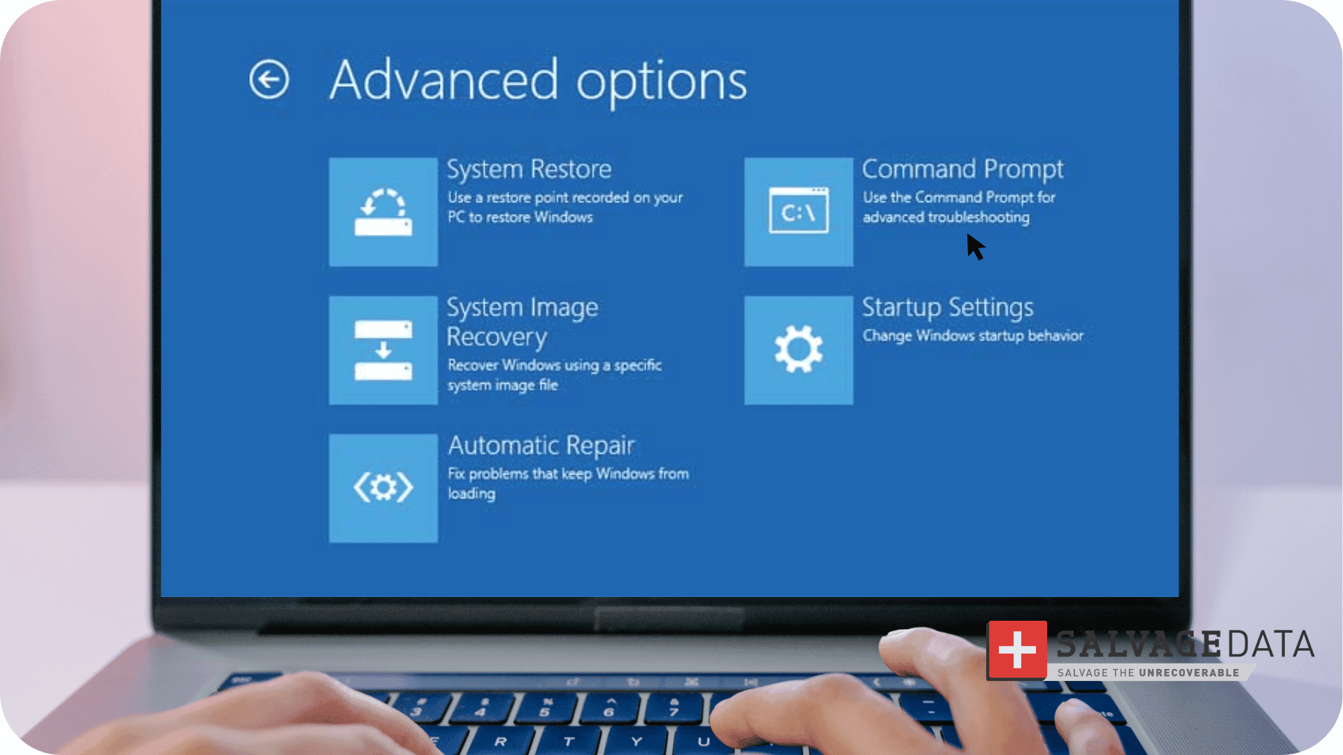 screenshot of the Advanced options menu