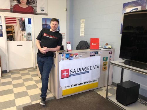 SalvageData data recovery drop-off box inside the location at 4711 E 355th St, Willoughby, OH 44094