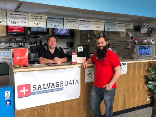 SalvageData data recovery drop-off box inside the location at 5829 Turney Rd, Garfield Heights, OH 44125