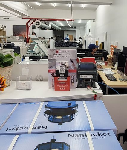 SalvageData data recovery drop-off box inside the location at 122 West 29th Street, New York, NY 10001