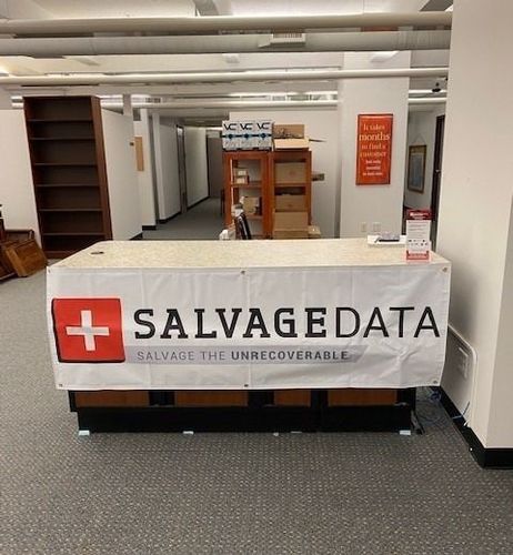 SalvageData data recovery drop-off box inside the location at 30 West 11th Street, Anderson, IN 46016