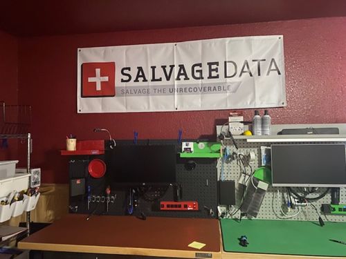 SalvageData data recovery drop-off box inside the location at 560 Kirk Rd, Midlothian, TX 76065