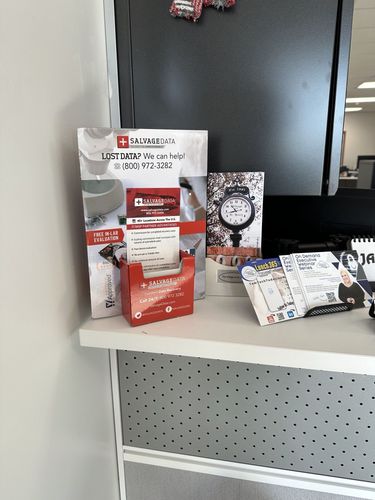 SalvageData data recovery drop-off box inside the location at 501 N Eastern Ave, Saint Henry, OH 45883