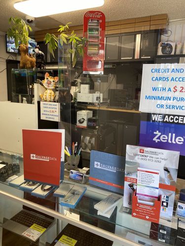 SalvageData data recovery drop-off box inside the location at 8429 California Ave, South Gate, CA 90280