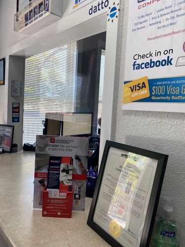SalvageData data recovery drop-off box inside the location at 400 Main St 205, Pleasanton, CA 94566