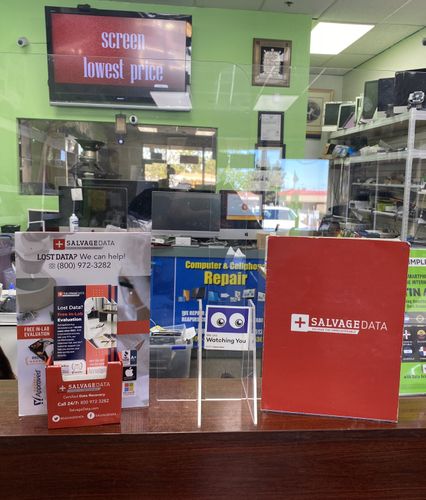 SalvageData data recovery drop-off box inside the location at 1692 Tully Rd, San Jose, CA 95122