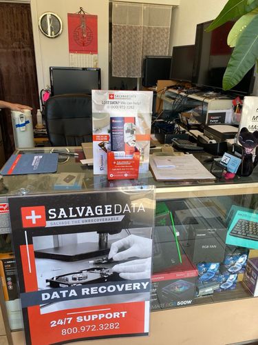 SalvageData data recovery drop-off box inside the location at 1577 El Camino Real, Millbrae, CA 94030