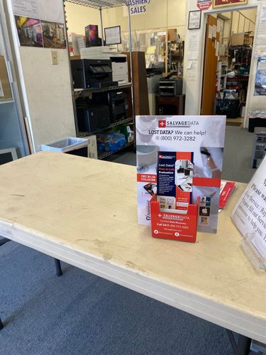SalvageData data recovery drop-off box inside the location at 3226 Grand Ave, Oakland, CA 94610