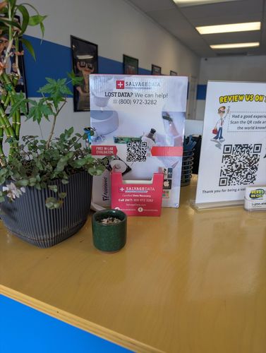 SalvageData data recovery drop-off box inside the location at 8510 Madison Ave STE C, Fair Oaks, CA 95628