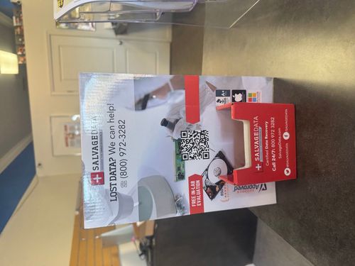 SalvageData data recovery drop-off box inside the location at 869 Mistletoe Ln, Redding, CA 96002