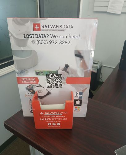SalvageData data recovery drop-off box inside the location at 22580 Grand St, Hayward, CA 94541