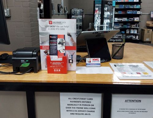 SalvageData data recovery drop-off box inside the location at 8138 Winchester Ave, Inwood, WV 25428