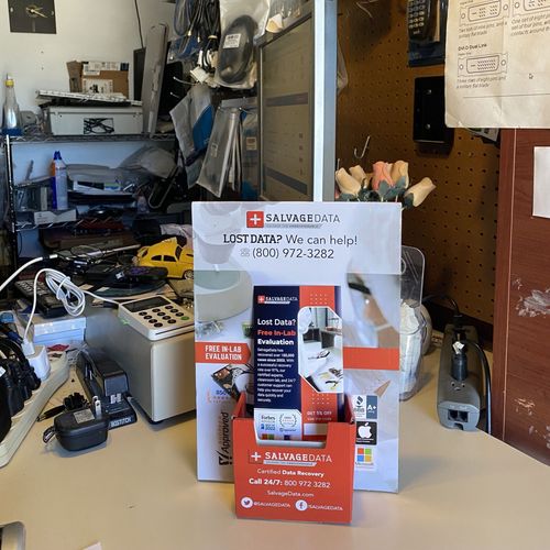 SalvageData data recovery drop-off box inside the location at 205 W Broad St, Forney, TX 75126