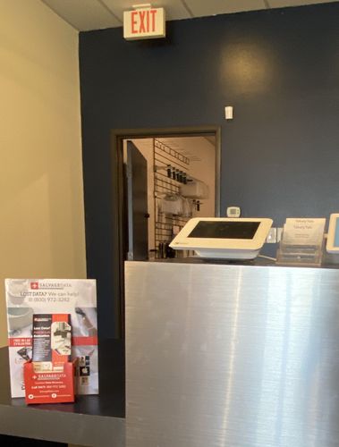 SalvageData data recovery drop-off box inside the location at 3930 Glade Rd, Colleyville, TX 76034
