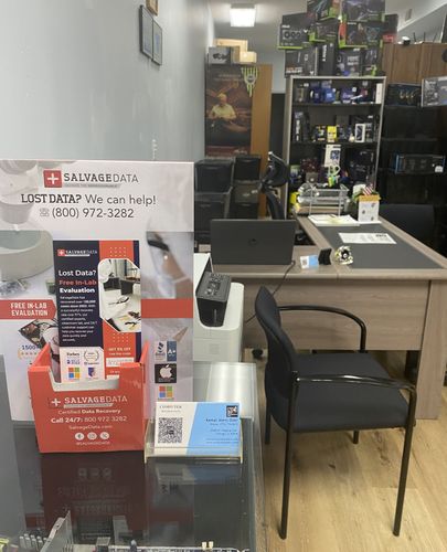 SalvageData data recovery drop-off box inside the location at 6940 W Higgins Ave, Chicago, IL 60656