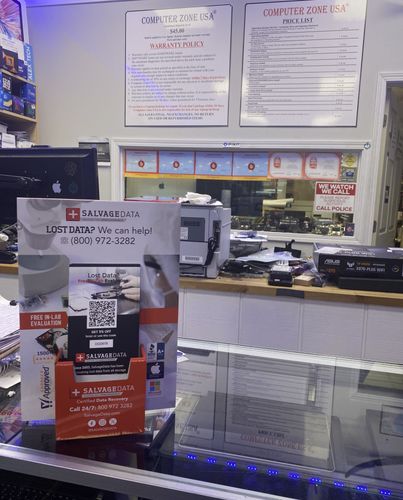 SalvageData data recovery drop-off box inside the location at 1340 W Belmont Ave, Chicago, IL 60657