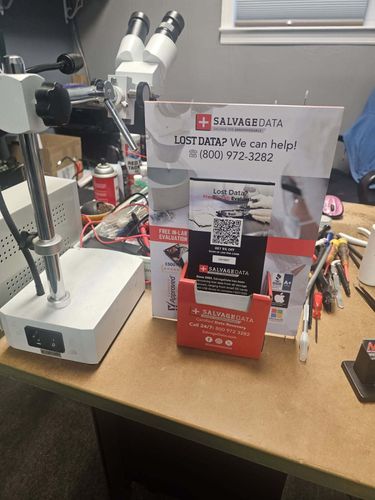 SalvageData data recovery drop-off box inside the location at 550 Union Ave, Middlesex, NJ 08846