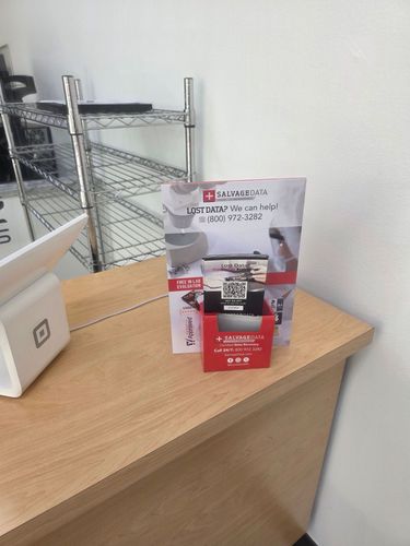 SalvageData data recovery drop-off box inside the location at 3386 Tampa Rd, Palm Harbor, FL 34684