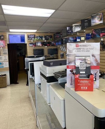 SalvageData data recovery drop-off box inside the location at 1690 W 6th St, Corona, CA 92882