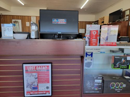 SalvageData data recovery drop-off box inside the location at 22416 Lewes Georgetown Hwy, Georgetown, DE 19947