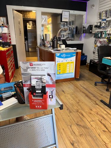 SalvageData data recovery drop-off box inside the location at 607 SE Everett Mall Way, Everett, WA 98207