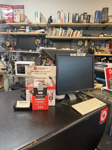 SalvageData data recovery drop-off box inside the location at 16715 Cleveland St, Redmond, WA 98052