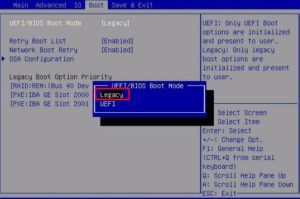 Disable legacy boot (UEFI only), Fix Reboot And Select Proper Boot Device Error