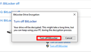 Encrypted partition - turn off the BitLocker